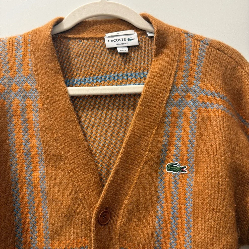 Lacoste Unisex Tartan Pattern Wool Cardigan - Picture 3 of 4